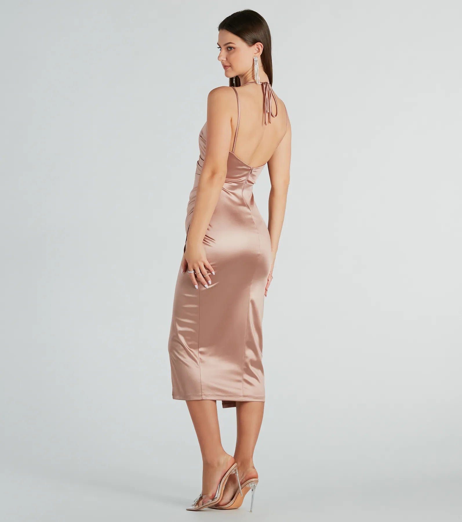 Amanda Wrap Satin Dress - Image 28