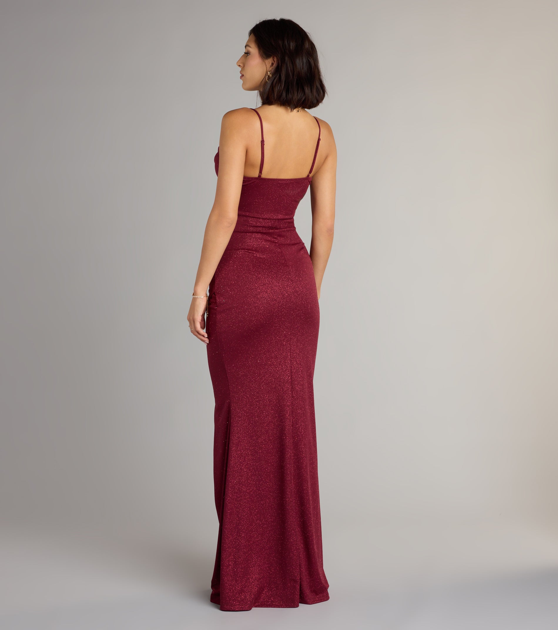 Johanna Cowl Neck Slit Glitter Formal Dress - Image 11