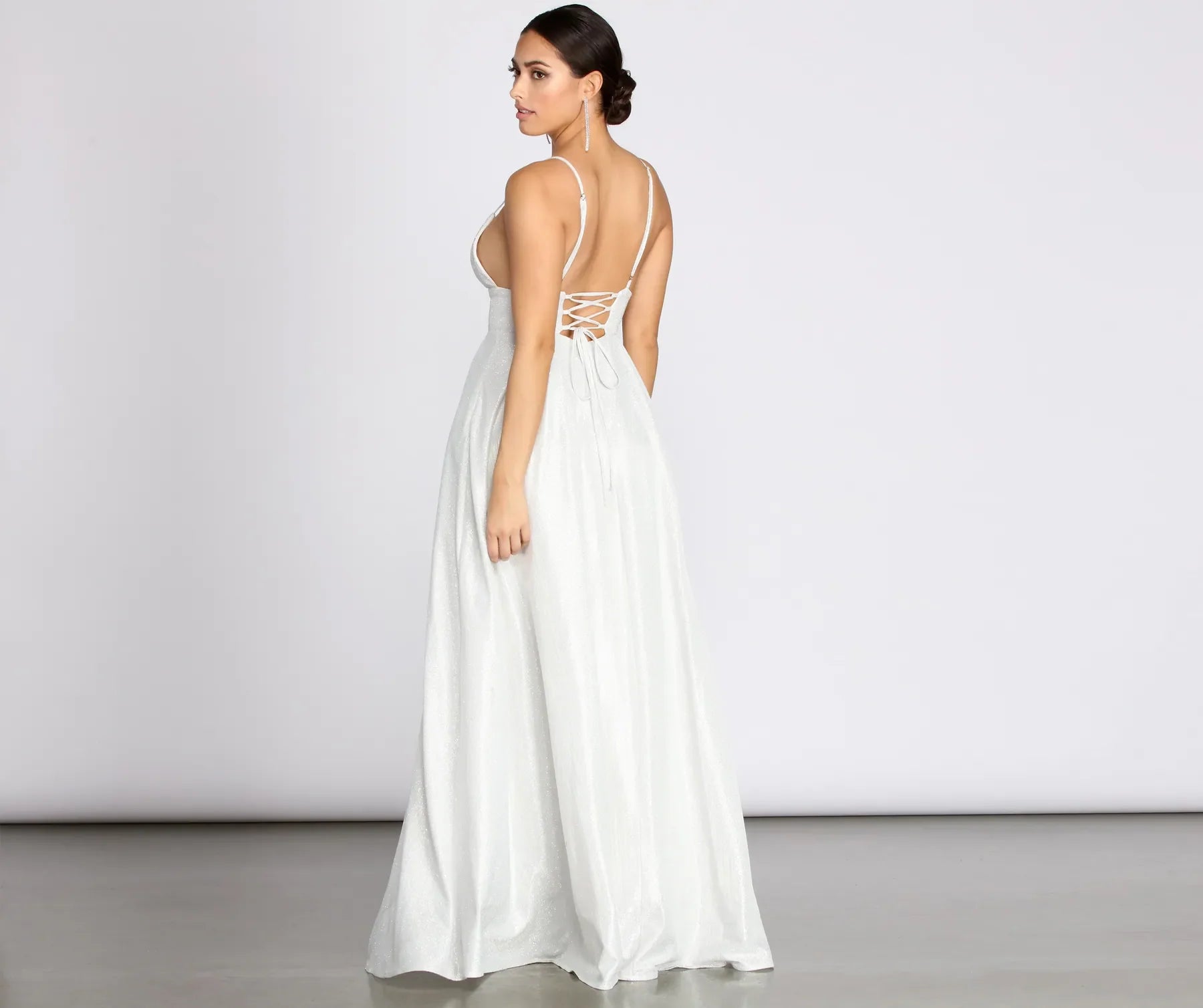 Asta Glitter Lace Up Back A-Line Dress - Image 2