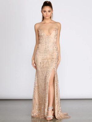 Camille Glitter And Mesh Cross Back Dress