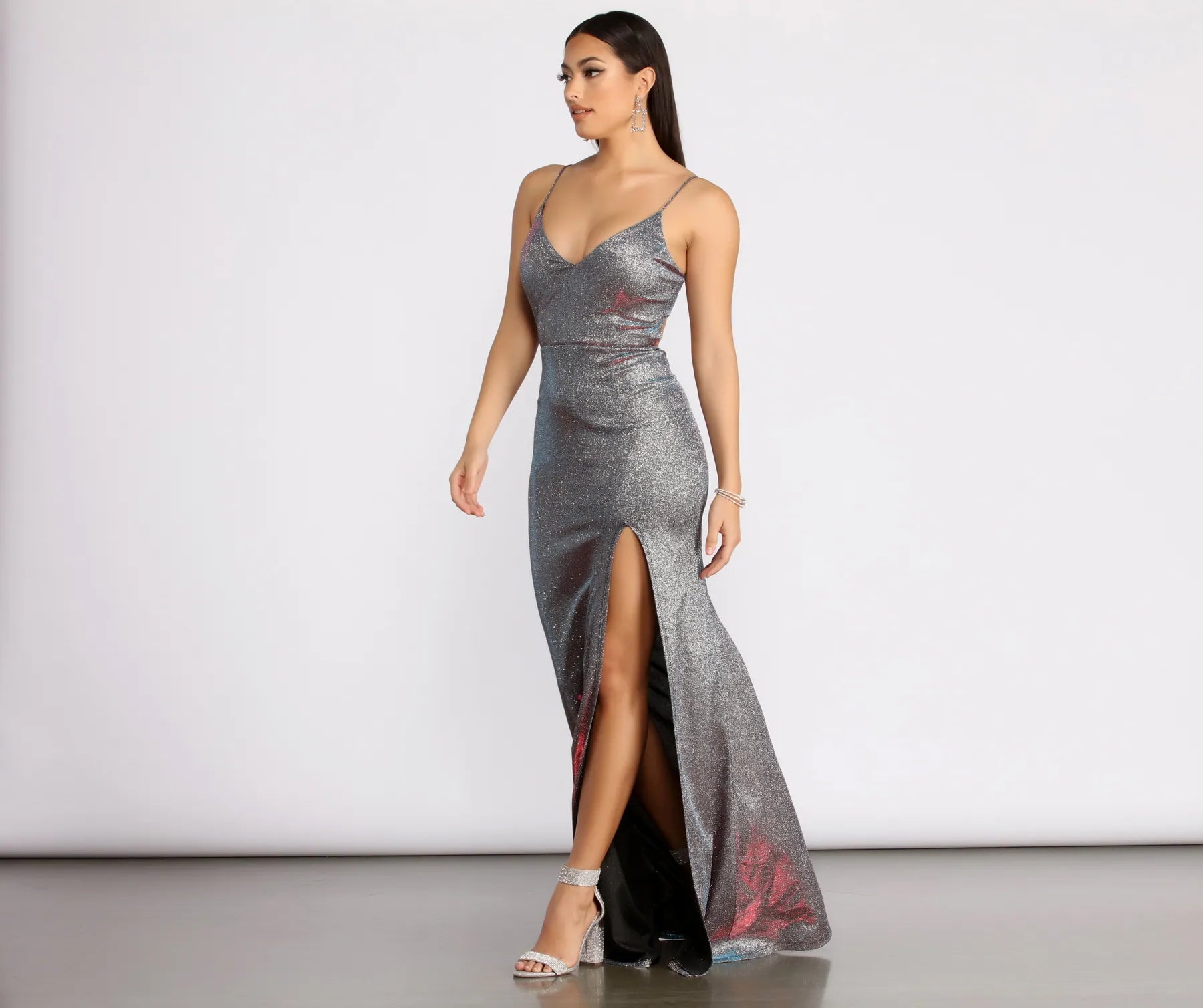 Kari High Slit Glitter Dress - Image 4