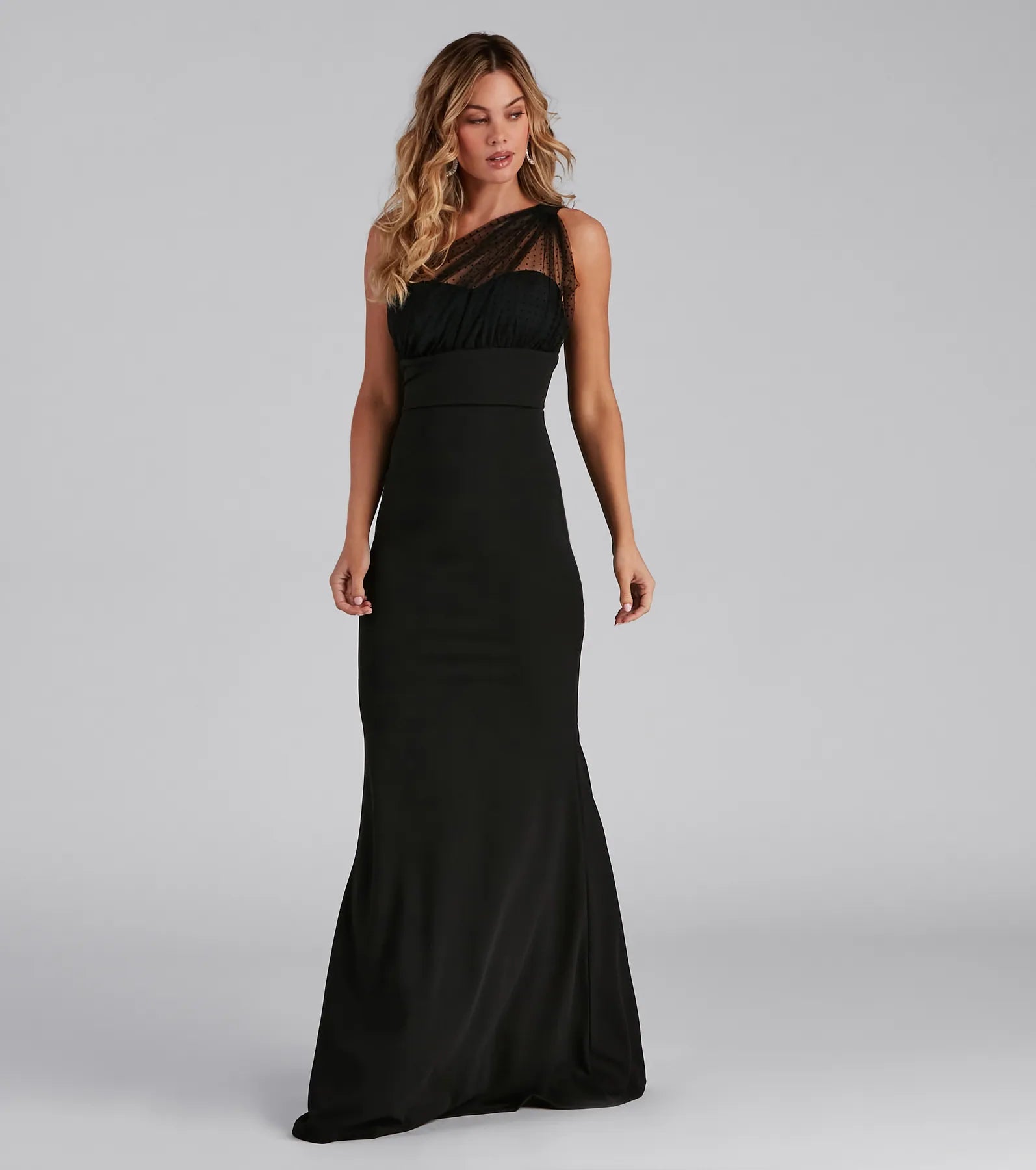 Dakota Formal One-Shoulder Swiss Dot Dress - Image 6