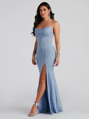 Doria Formal High Slit Glitter Dress