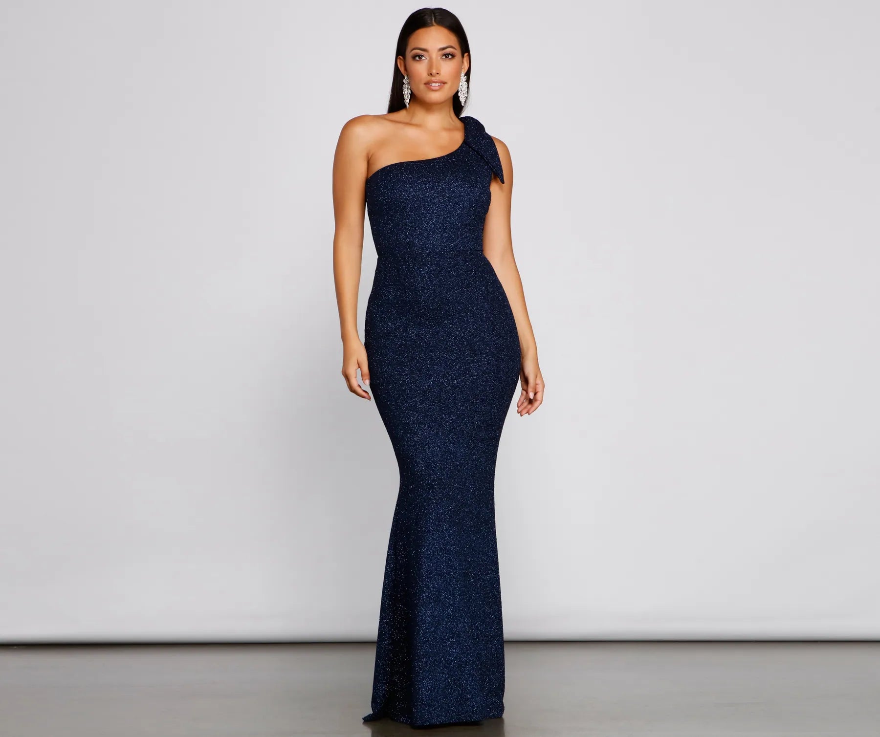 Henley Formal One Shoulder Glitter Dress - Image 4
