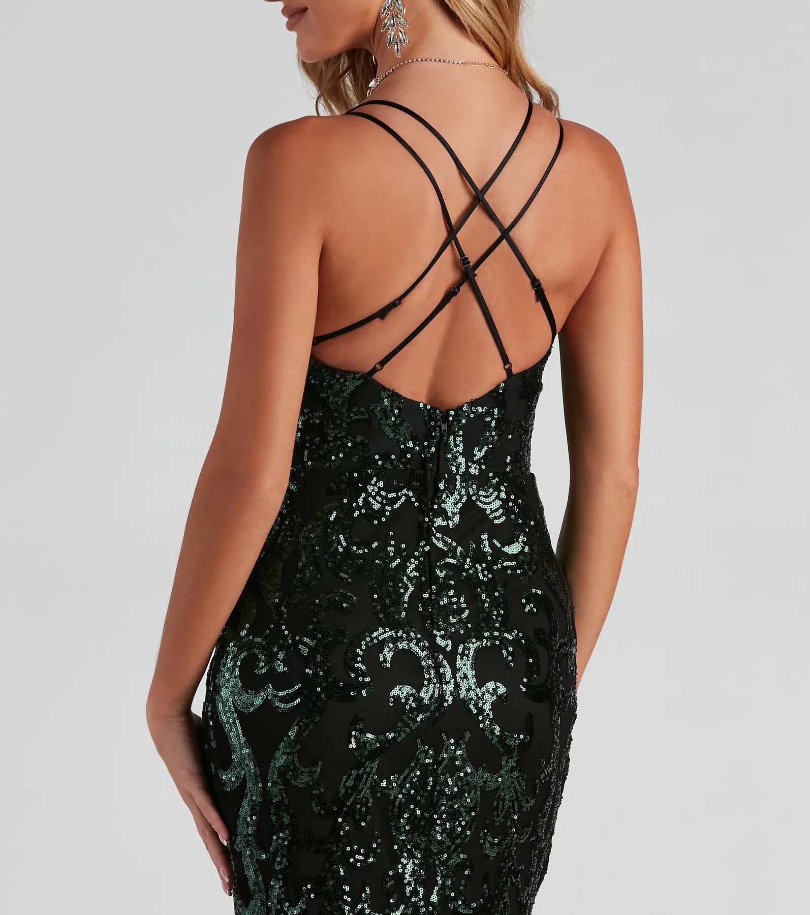 Abby Formal Sequin Strappy Dress - Image 4