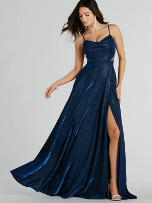 Emmeline Glitter Woven A-Line Formal Dress