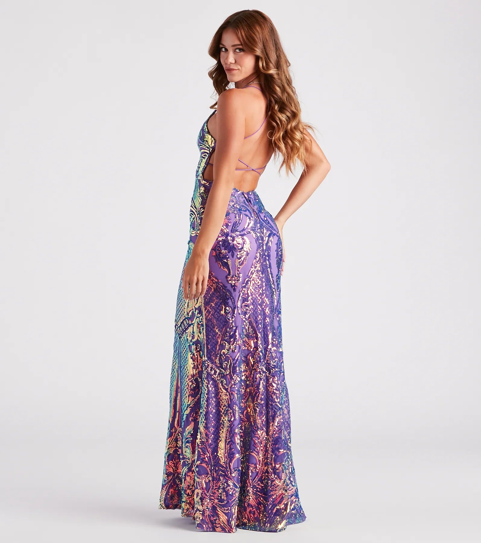 Camren Formal Sequin Strappy Mermaid Dress - Image 2