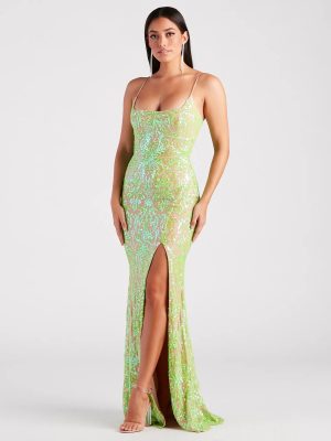 Brandy Formal Sequin Lace-Up Mermaid Dress