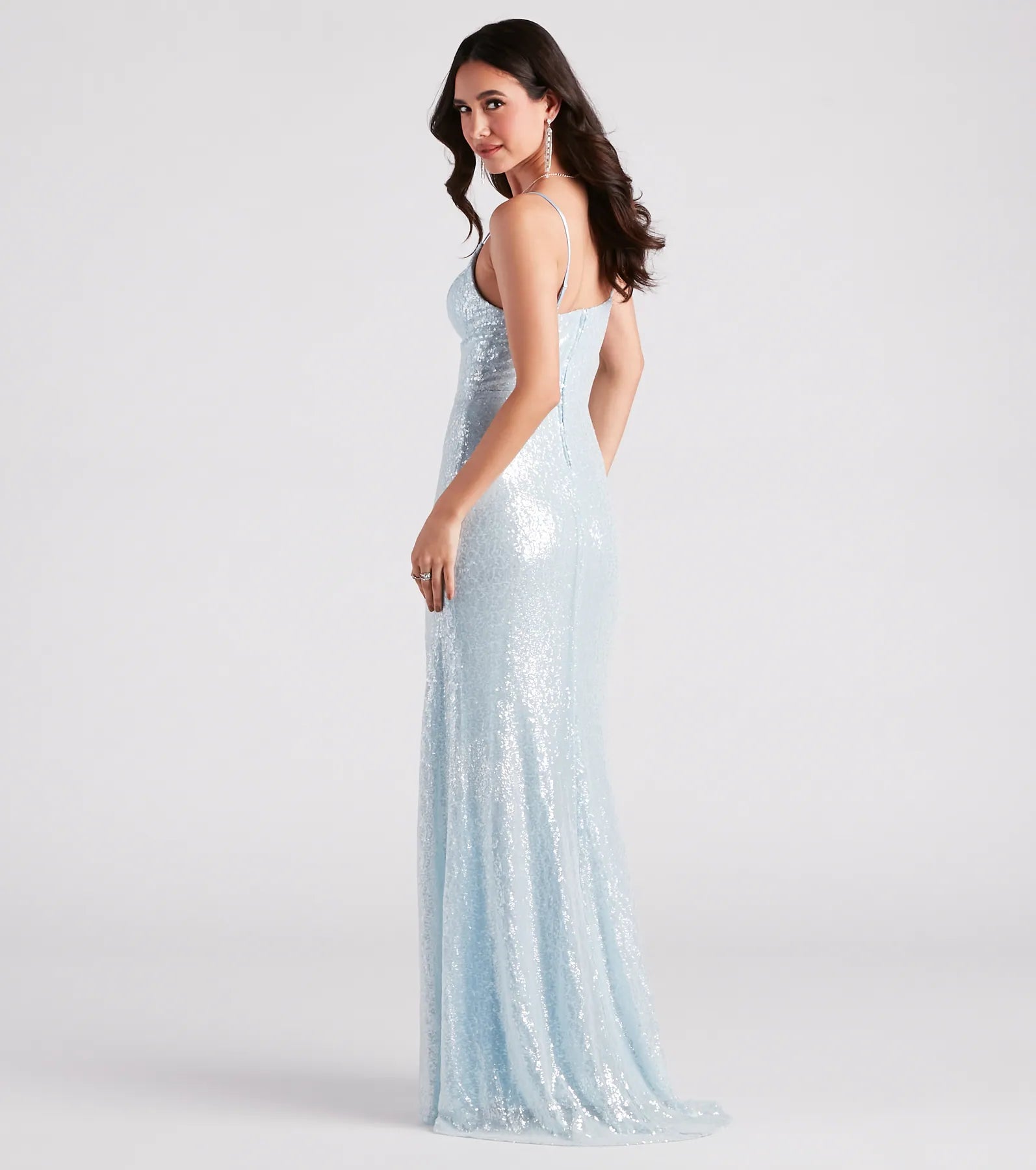 Lizza Formal Sequin Slit Long Dress - Image 2