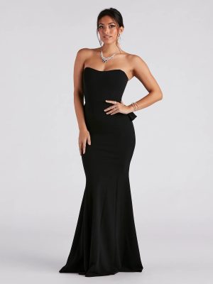 Breanne Strapless Ruffled Back Mermaid Dress