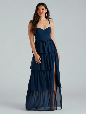 Deborah Formal Chiffon A-Line Ruffled Dress