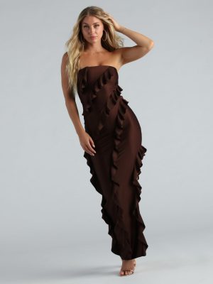 Shayna Formal Strapless Ruffled Long Dress