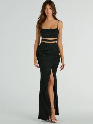 Candice Cutout Strappy Mermaid Glitter Formal Dress