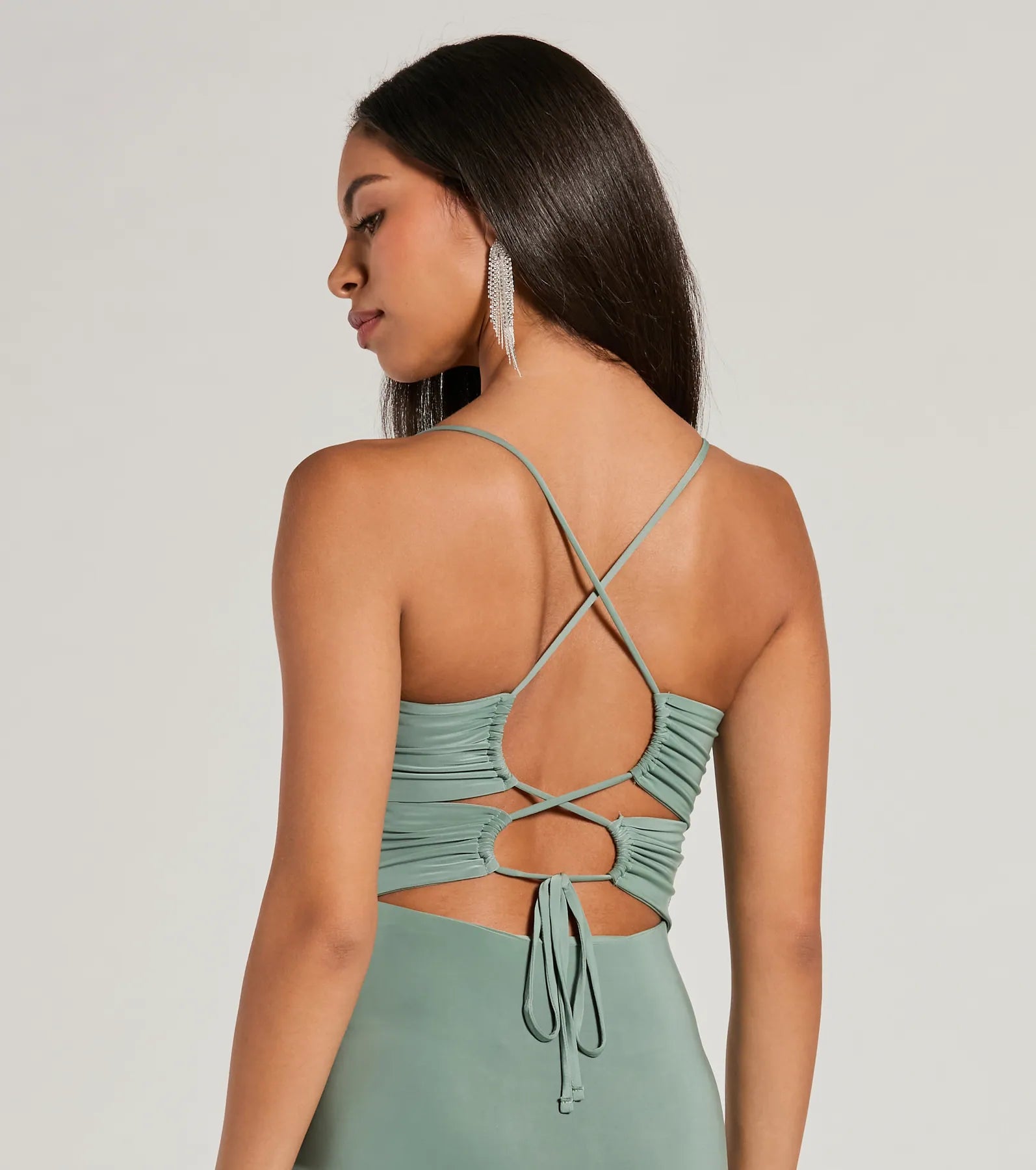 Candace Lace-Up Slit Mermaid Formal Dress - Image 3