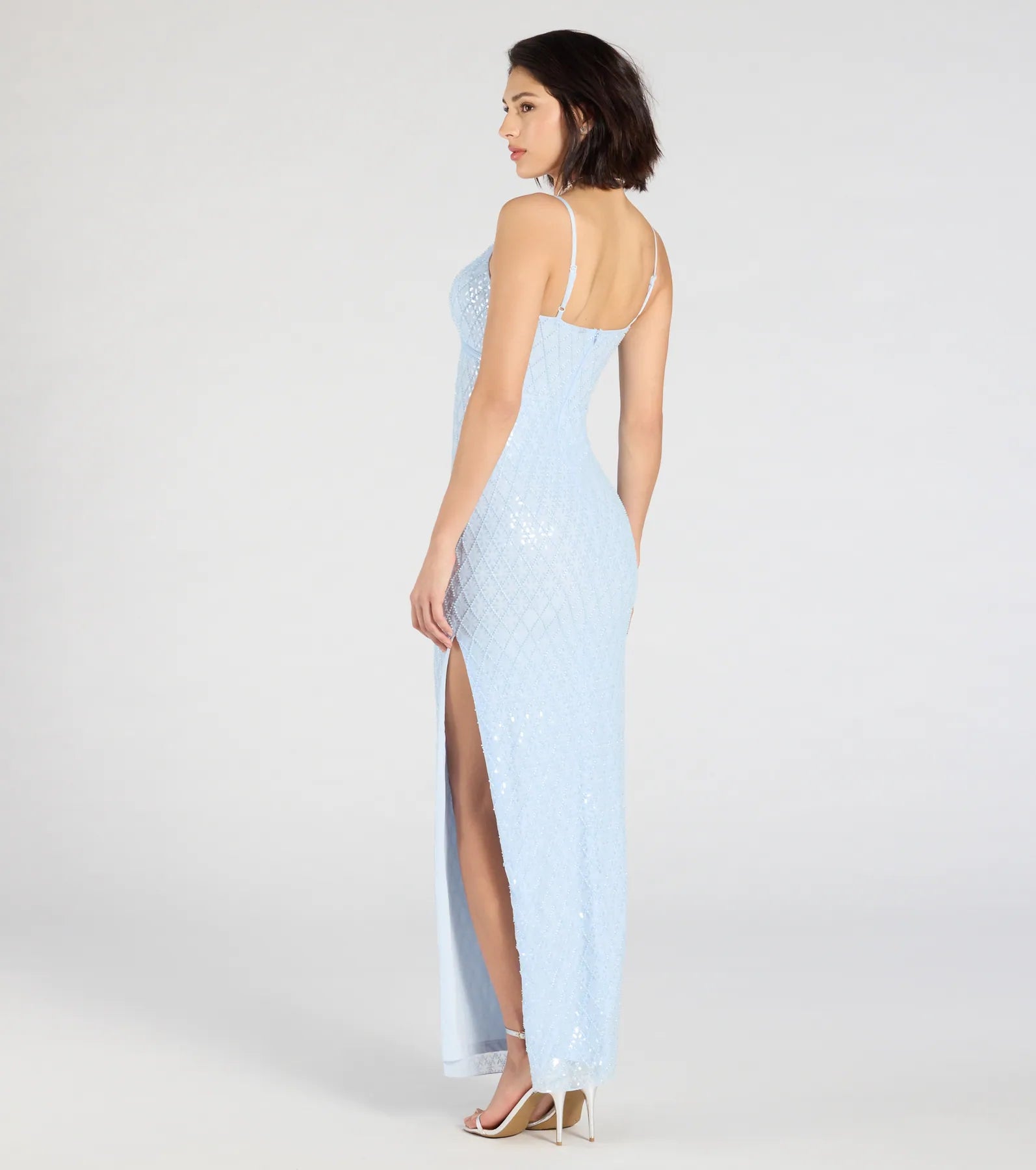 Dovie Sequin Beaded Mesh Column Dress - Image 7