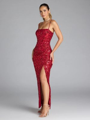 Jolie Sequin Slit Formal Dress