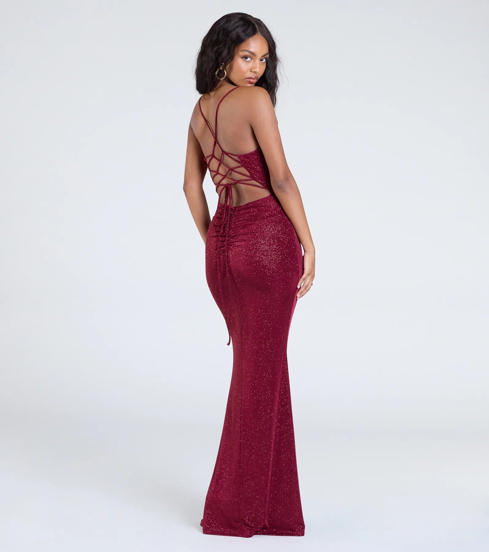 Joan Lace-Up Mermaid Glitter Formal Dress - Image 10