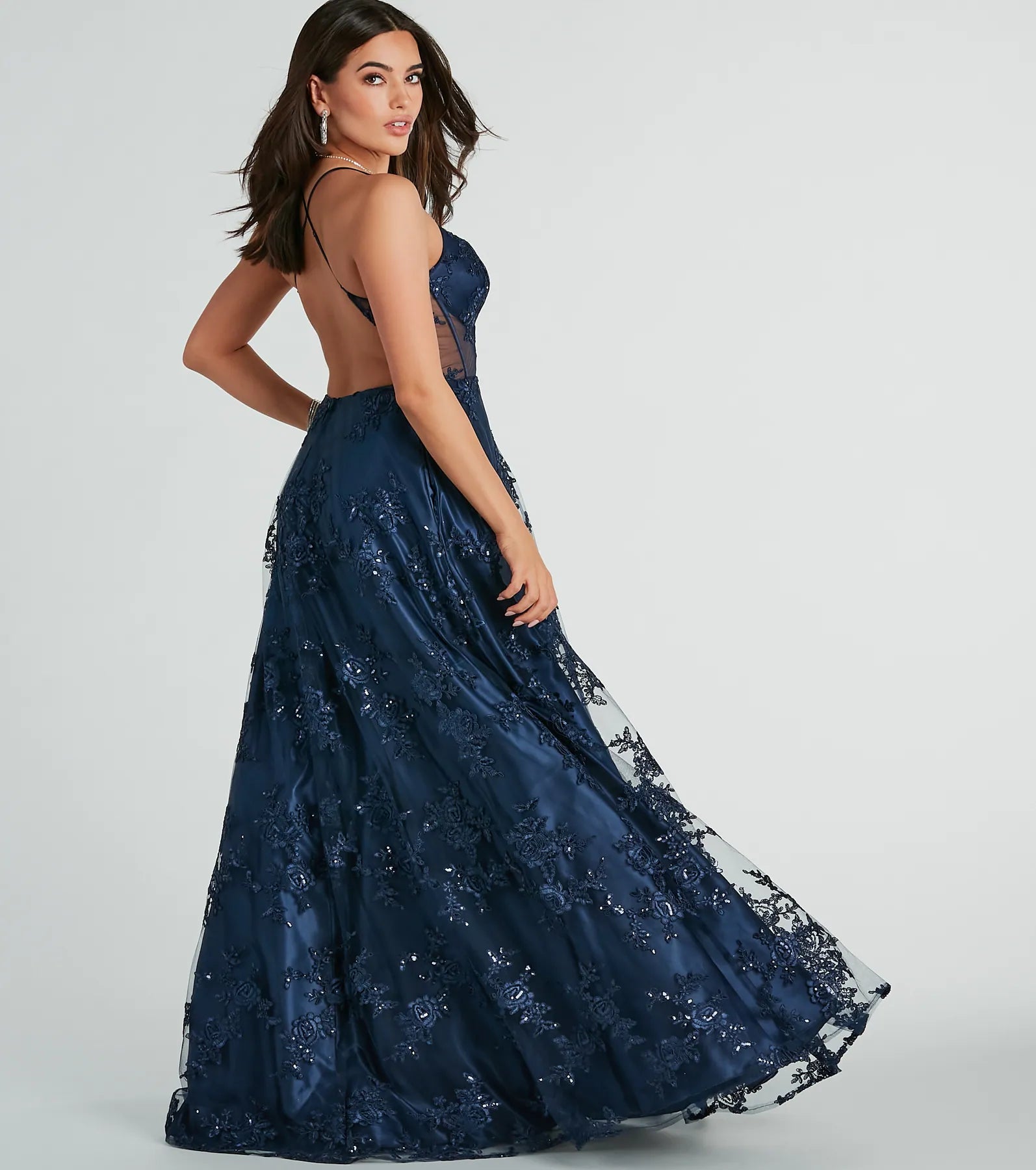 Monica Sequin Embroidered Lace Ball Gown - Image 10