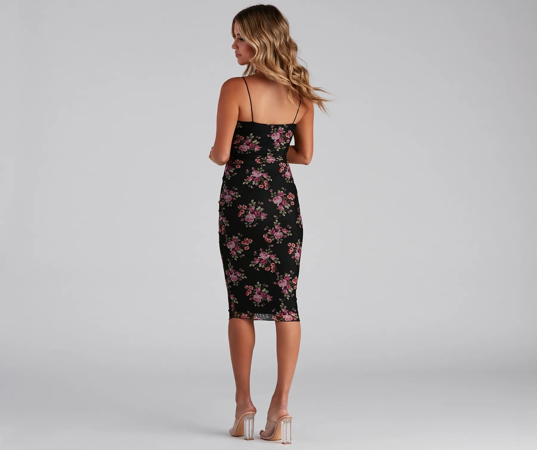 Romantic Vibes Floral Mesh Midi Dress - Image 2