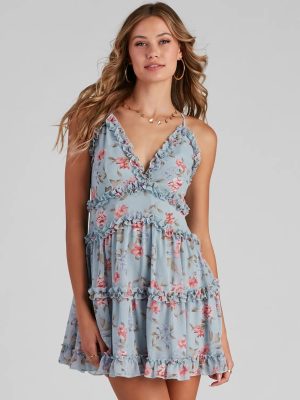 Flirty In Floral Chiffon Babydoll Dress