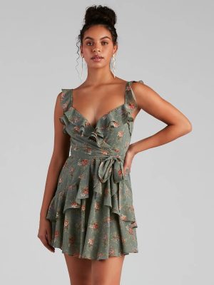 Too Sweet Floral Ruffled Skater Dress