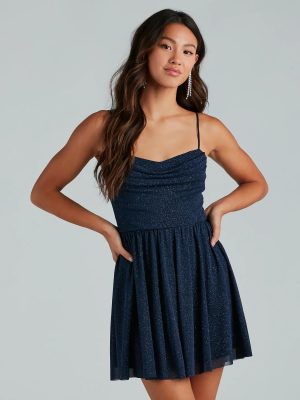 Ready To Shine Glitter Short Skater Dress