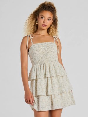 Cascading Romance Ruffle Floral Skater Dress