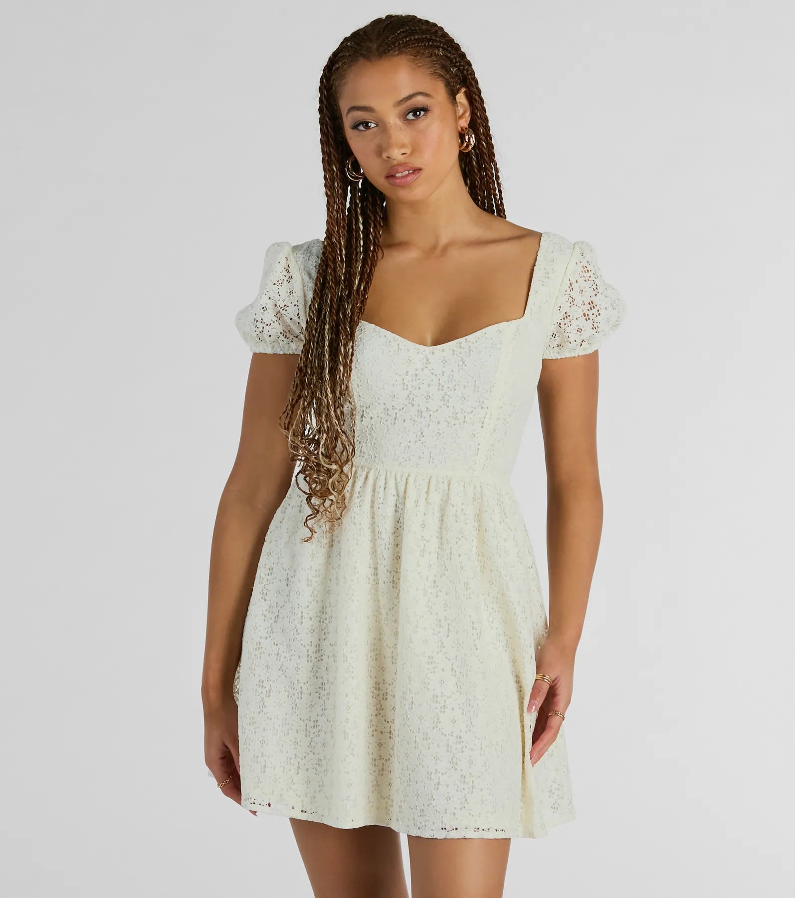Perfectly Stunning Bow Eyelet Lace Skater Dress - Image 4
