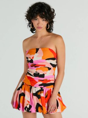 Artistic Sensation Strapless Abstract Bubble Mini Dress
