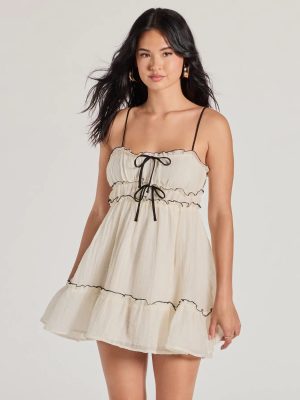 Cute Perfection Scoop Neck Bow Skater Dress