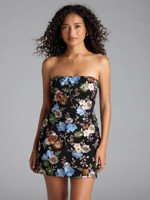 Flowery Dream Floral Embroidered A-Line Mini Dress