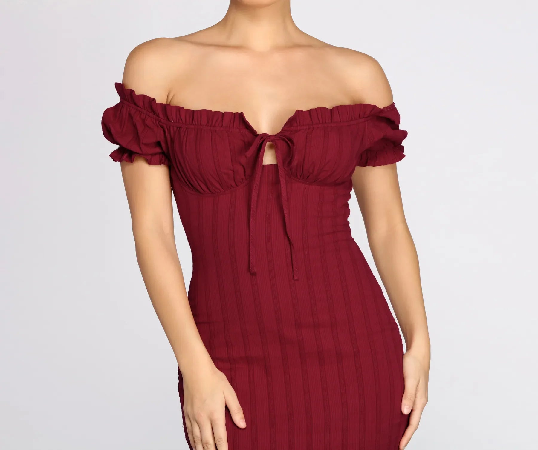 Show 'Em Off Shoulder Smocked Mini Dress - Image 8