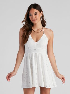 Brunch Vibes Eyelet Skater Dress