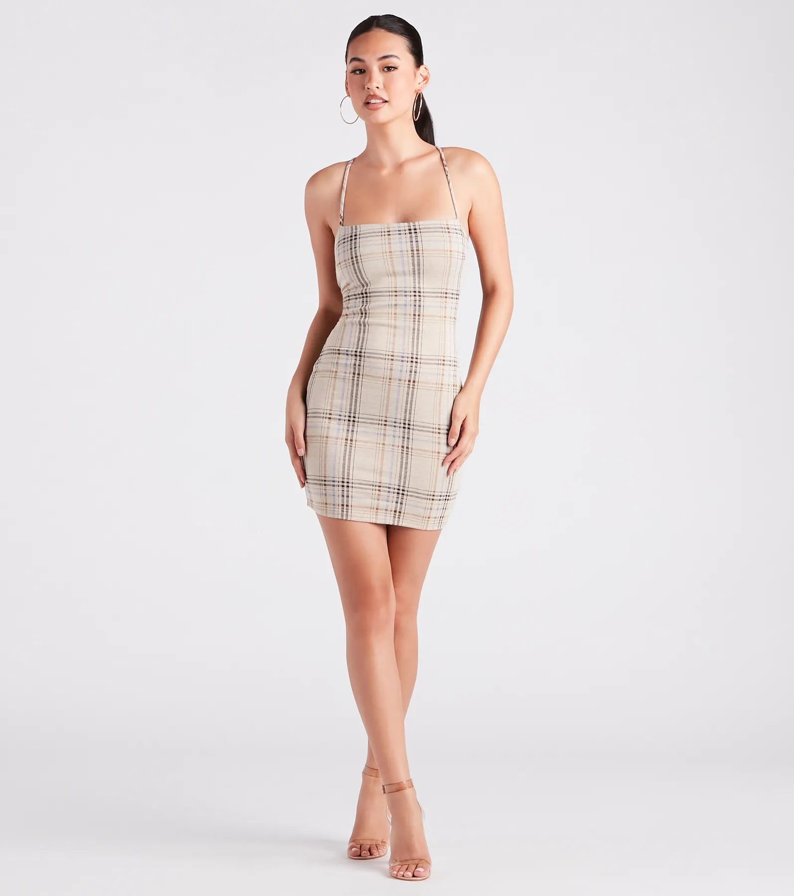 Perfect Match Plaid Lace-Up Mini Dress - Image 3