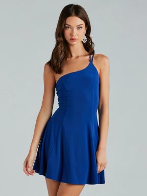 Trendy New Vibe One-Shoulder Skater Dress