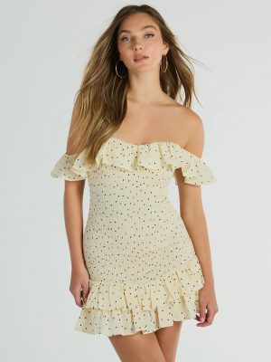 Best Spot To Be Off-The-Shoulder Polka Dot Mini Dress
