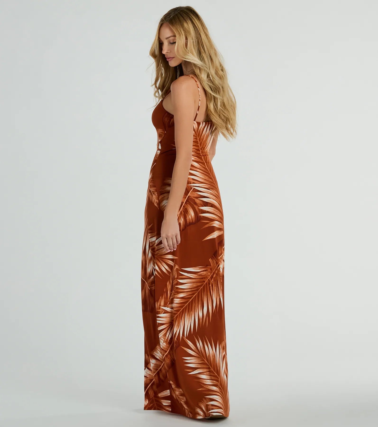 Island Breeze Tropical Cutout Slit Maxi Dress - Image 2