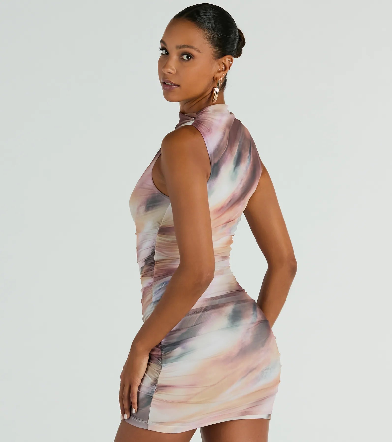 Set To Amaze Mock Neck Abstract Mini Dress - Image 3