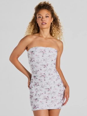 Sweet Ditsy Floral Eyelet Strapless Mini Dress