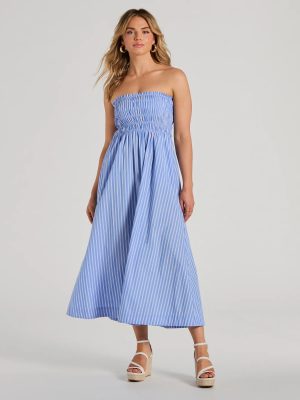 Signature Stripes Strapless A-Line Maxi Dress