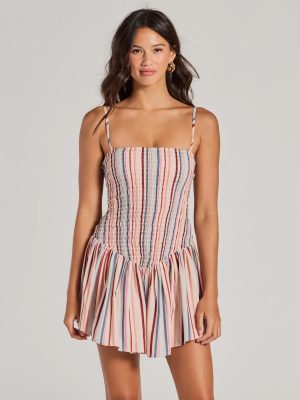 Refreshing Charm Smocked Striped A-Line Mini Dress