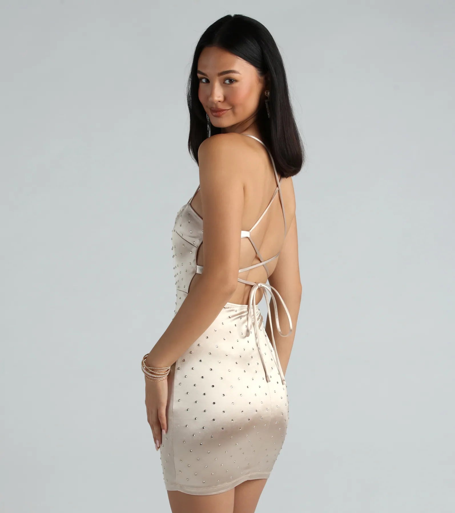 Bring The Glitz And Glamour Rhinestone Mini Dress - Image 2