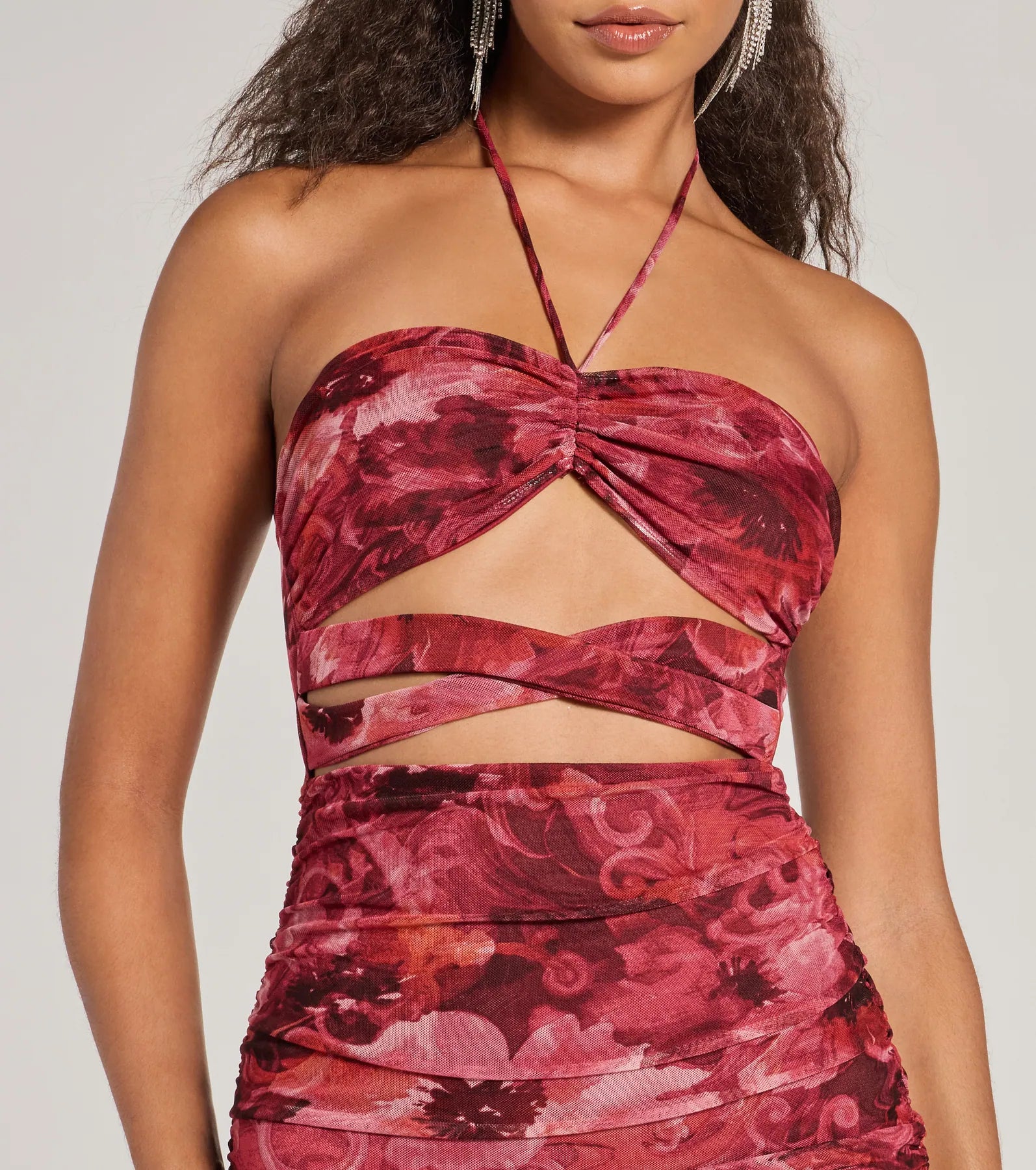 Resort Approved Halter Cutout Abstract Mini Dress - Image 4
