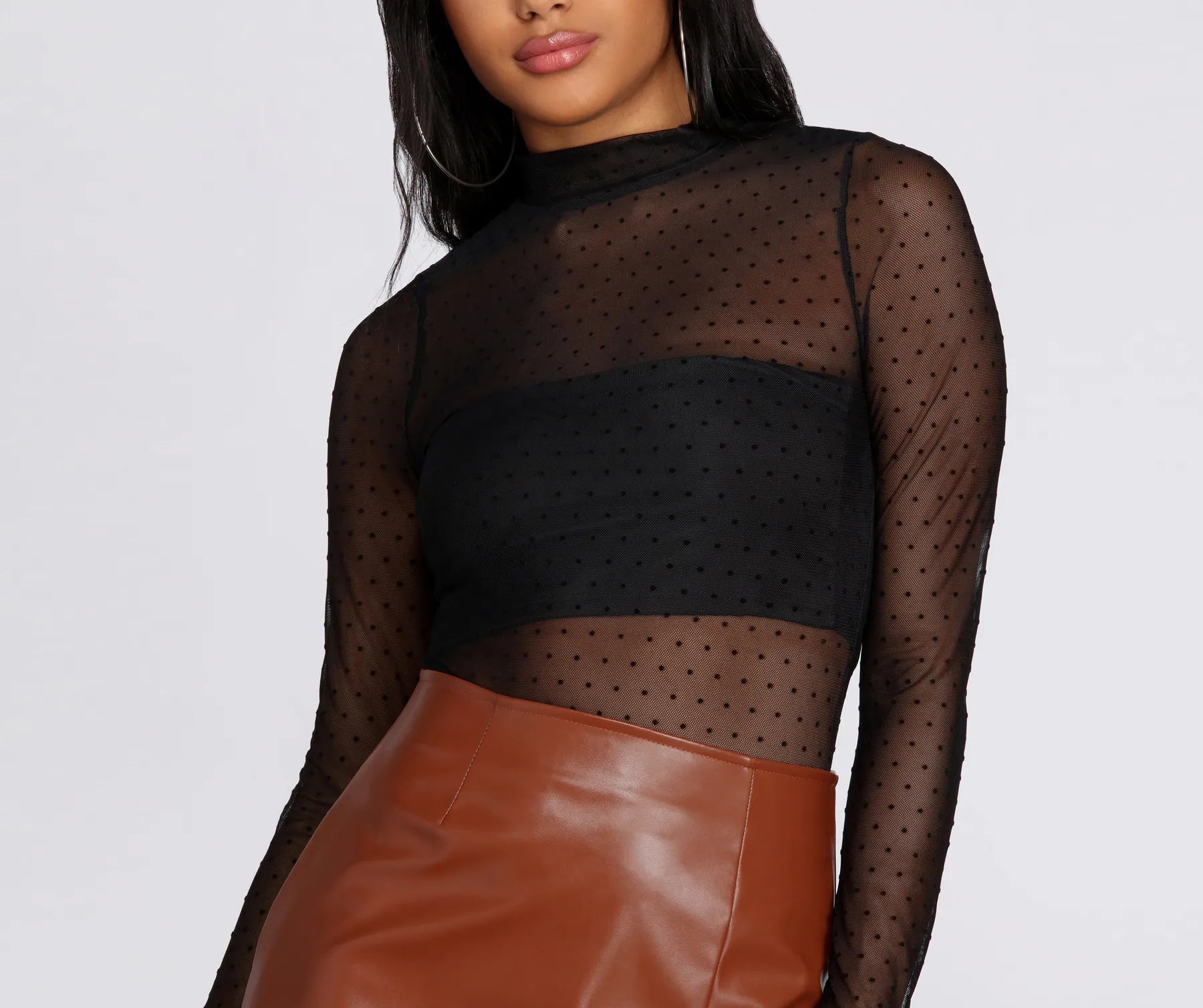 Mock Neck Polka Dot Bodysuit - Image 3