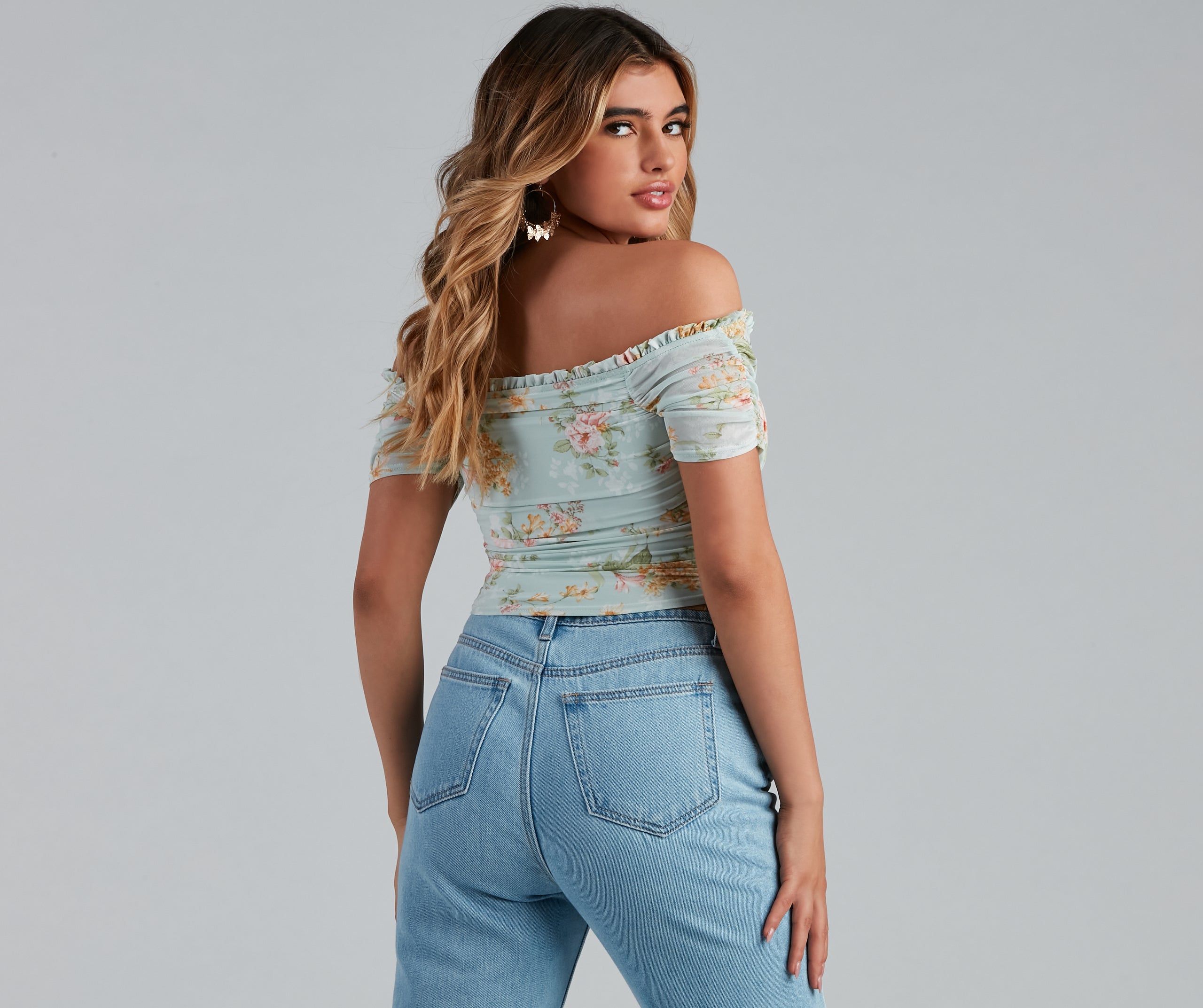 Floral Frolic Mesh Ruffle Bustier - Image 2