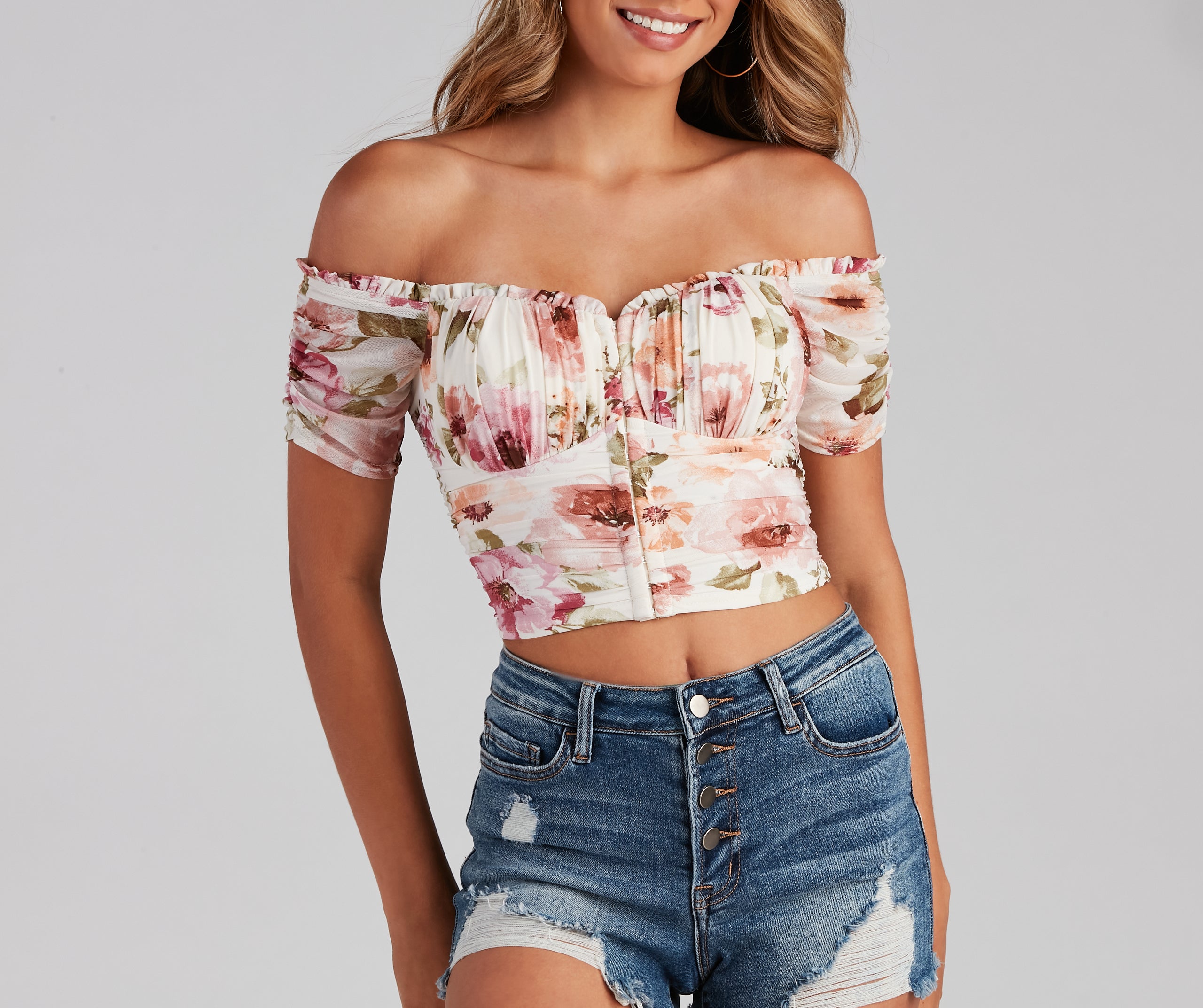 Spring Fling Mesh Floral Bustier - Image 3