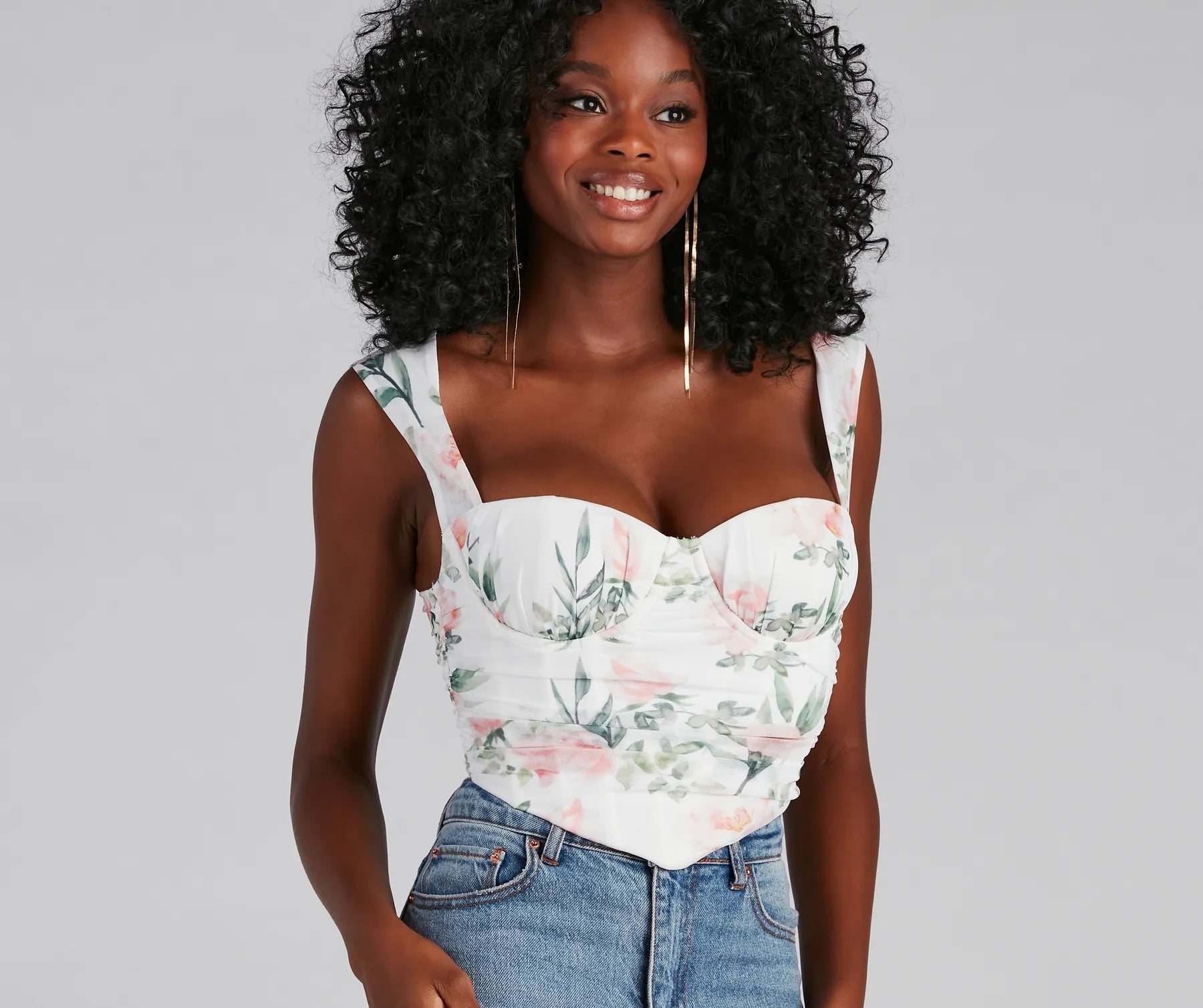 Garden Party Floral Mesh Corset - Image 3