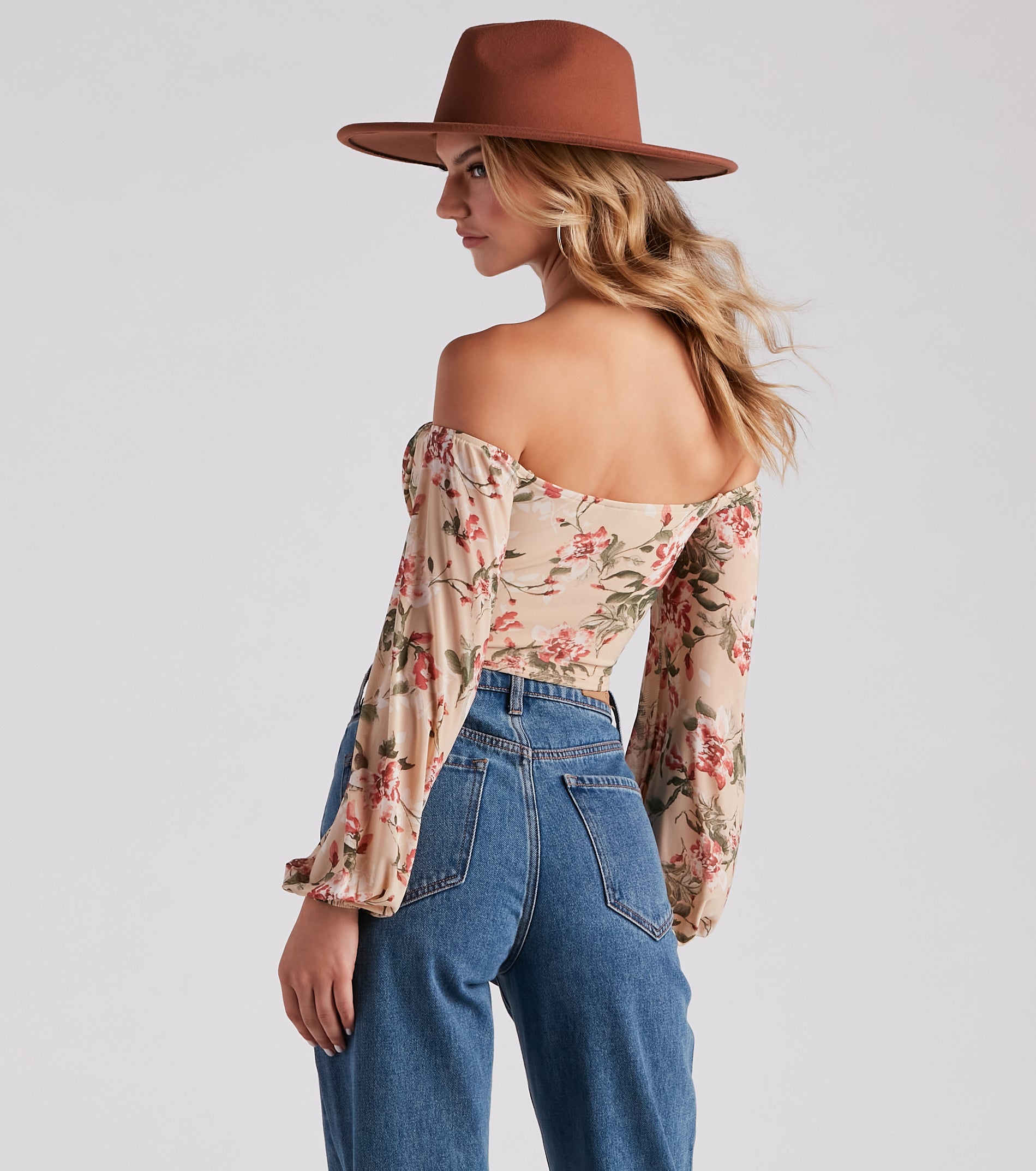 Flawless Floral Mesh Tie Crop Top - Image 2