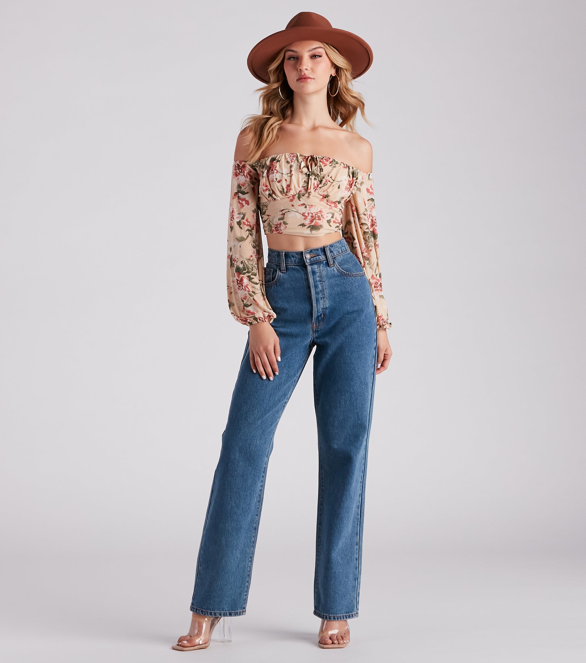Flawless Floral Mesh Tie Crop Top - Image 3