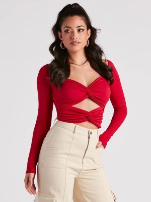 Wild Card Knit Cutout Crop Top
